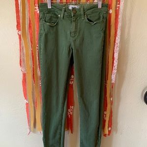 PAIGE jeans size 25 olive green with ankle detail
